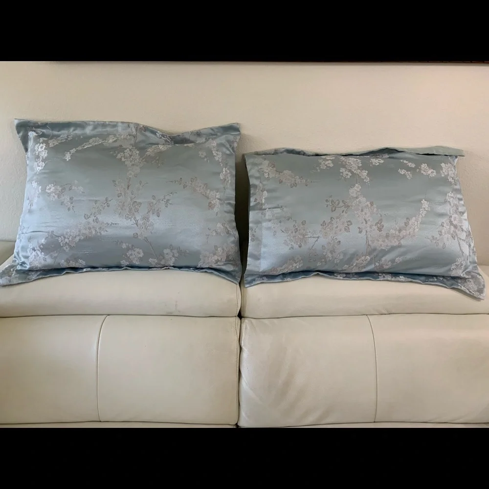 Elegant Blue Floral Accent Pillows